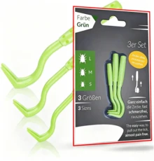 3-Piece Set Of Tick Removers (Levers & Tweezers), High-Quality Tick Removal Aid For Dogs, Cats, And Horses, Alternative To Tick Cards And Tweezers - Green - View 7