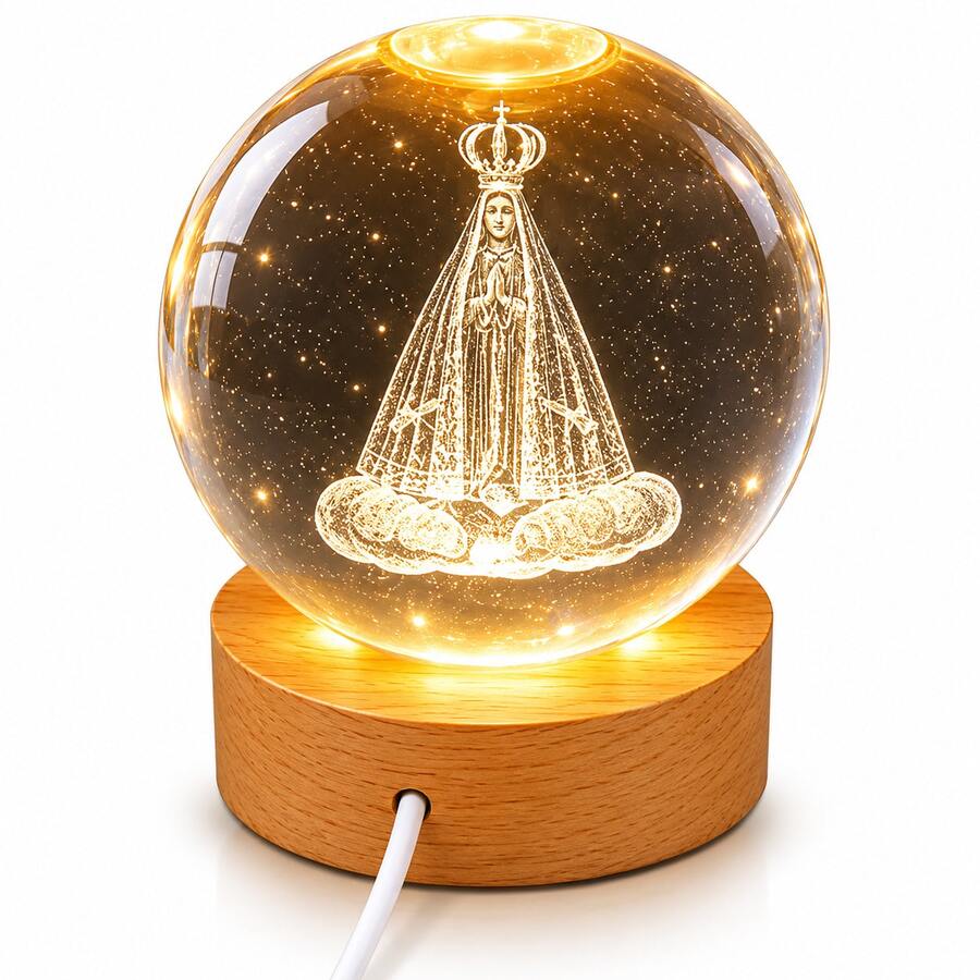 Crystal Ball LED Table Lamp Religious Jesus Lamp Size M And L - Our Lady Of Aparecida - View 1