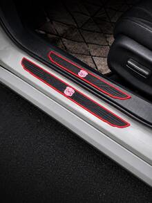 4Pcs Cute Cartoon Car Door Sill Protector Strip, PVC Anti-Scratch Threshold Protection Sticker, Non-Slip Waterproof Universal Auto Door Edge Guard, Anti-Scratch PVC Threshold Protector,Car Interior Decoration Accessories,Cartoon Car Decoration - A - View 2