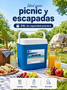 Portable 24L Large Capacity Insulated Cooler Box, Leak-Proof & Long-Lasting Cold Retention Ice Chest, Reusable Outdoor Refrigerator for Picnics, Camping, Beach Trips & Food Delivery - Multicolor - Ver 8