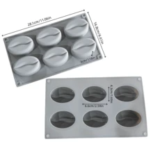 1个6孔咖啡豆硅胶蛋糕模具，法式甜点硅胶皂模具，DIY红唇手工烘焙模具 - 查看 4