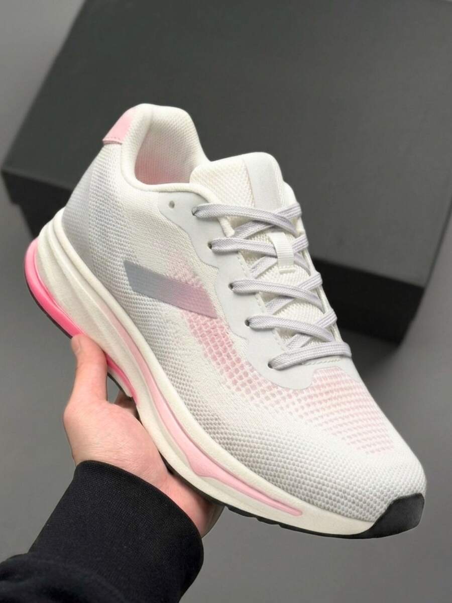 Tenis Esportivo Feminino Adulto Confortavel Levinho Bem Macio Resistente Antiderrapante - Branco/Rosa - Visão 1