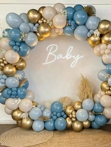 150pcs/Set Lengkungan Balon Lateks, Rangkaian Balon Dekoratif Warna Campuran Modern, Cocok untuk Pesta - Set Emas Biru - View 3