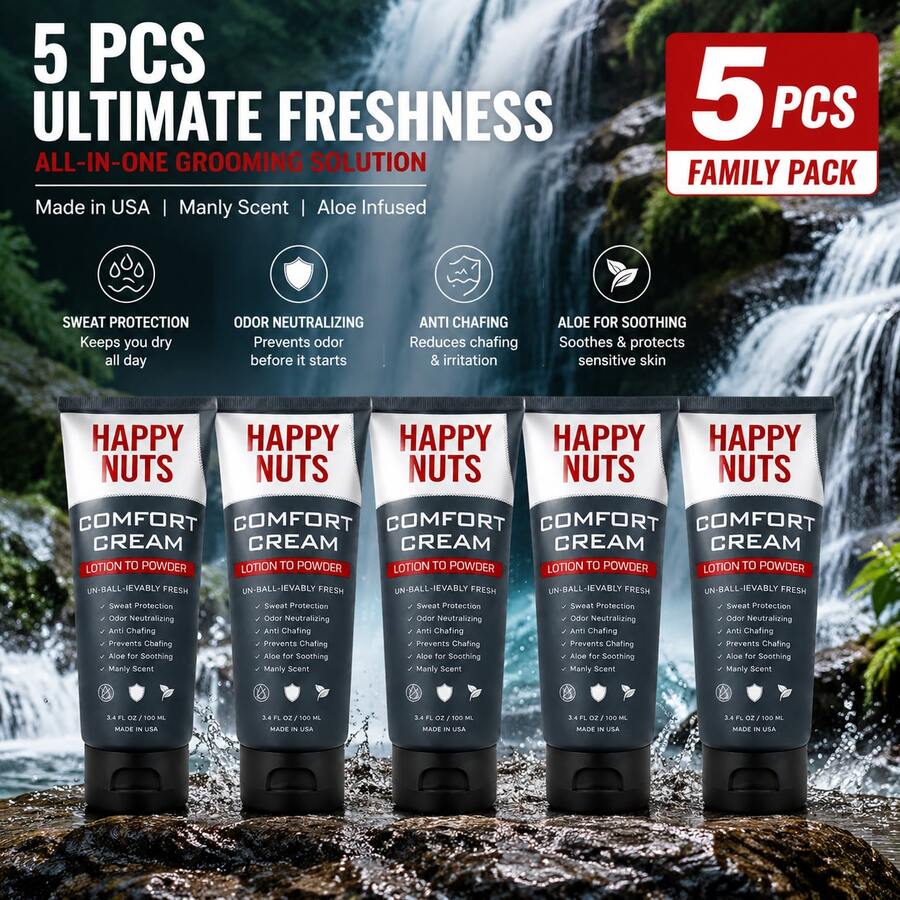 Free Shipping- HAPPY NUTS Men's Self Care Comfortable Deodorizing Cream Skincare Products: Scratch Resistant, Sweatproof, Odorous, Aluminum Free Men's Deodorizer, Exclusive Skin Care, Suitable For Men's Personal Parts 3.4 Oz ,Korean Skincare Products - 5pcs - 查看 1