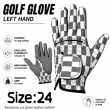Professional Leather Golf Glove, Non-Slip Golf Glove, Men's Left Hand Golf Glove 1pc, Premium Training Golf Durable Glove, Random Pattern Cut Glove - White - View 9