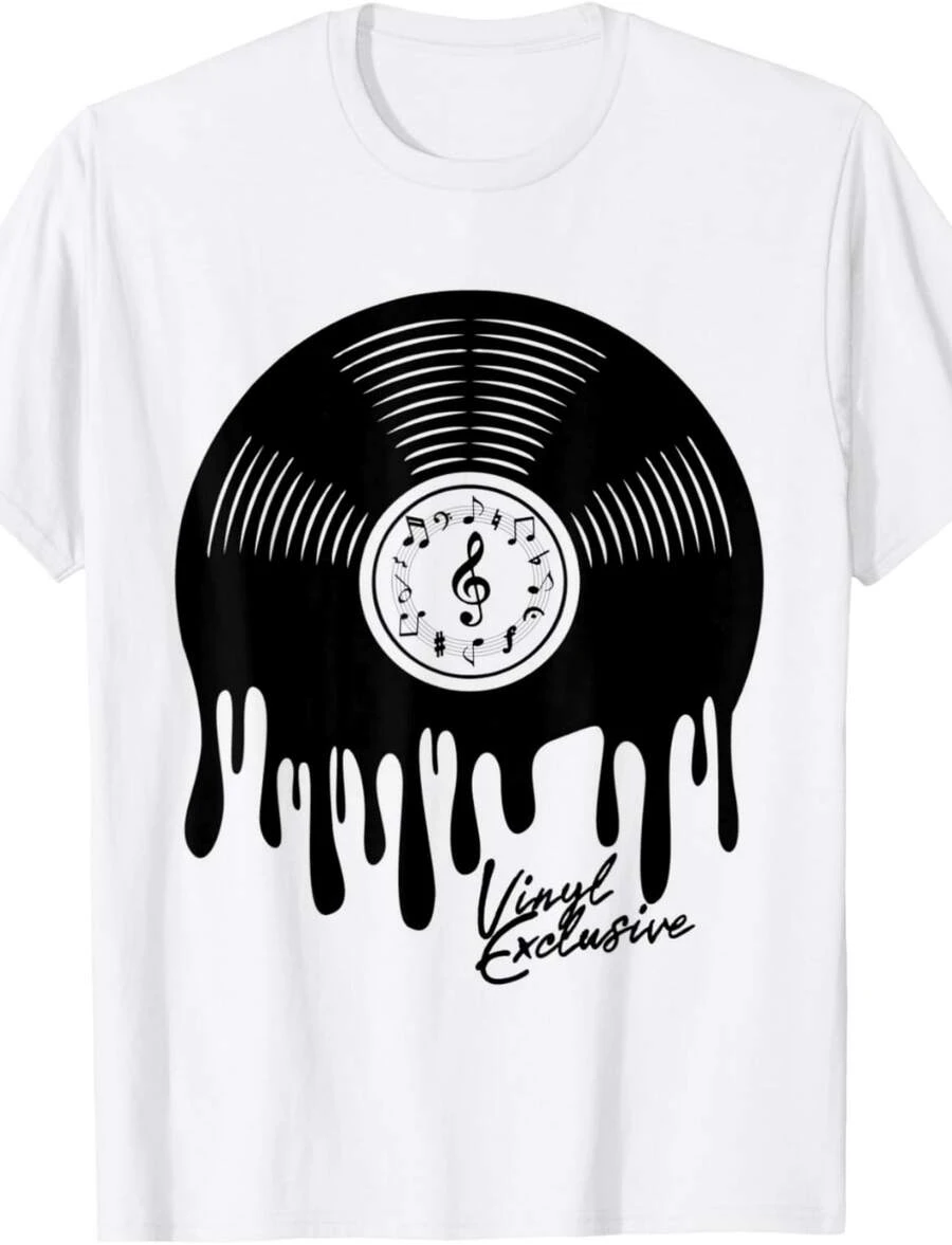 Maglietta Vintage Esclusiva Con Effetto Vinile Fuso Retro - 白色 4 - 查看 1