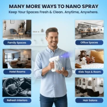 Nano Spray Machine Blue Ray Mist Sprayer Gun, Handheld Cordless & Rechargeable ULV Atomizer Sprayer, Fine Mist Spray For Home, Salon, Office & Travel Use, Refillable Water-Based Solution Mister - White - View 10