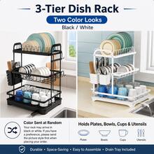 3-Tier Anti-Slip Tableware Storage Rack - Open Multi-Layer Gap Organizer Cart Base Tray (Classic Black/White Randomly Shipped) - View 5