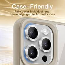 CASECOPS 6入裝銀色CD圖案環形相機鏡頭保護貼附安裝套件，適用於 17 Pro Max/17 Pro/17 Air/17e/17、16 Pro Max/16 Pro/16 Plus/16e/16、15 Pro Max/15 Pro/15 Plus/15、14/13/12/11及其他機型。採用AR高品質9H硬度鋼化玻璃搭配鋼化玻璃金屬環，高清晰度、防摔、防油、防刮、防指紋、防塵、全覆蓋、無氣泡、易安裝，相容手機殼 - 6Pcs - 查看 6