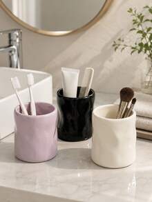 1個亮面波浪收納杯，浴室牙刷架、牙膏杯、化妝刷收納器，現代梳妝台桌面裝飾。注意：若產品有異味屬正常現象，請放置於通風處1-3天 - 1PC - 查看 3