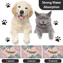 Pet Placemats Lying Tiger Design Pet Feeding Mat With Plant Patterns, Featuring A Non-Slip And Absorbent Surface - Easy To Clean, Made Of Diatom Mud, High-Quality Cat Feeding Mat, Pet Dining Mat, Dog Food Mat, Decorative Pet Door Mat  ﻿ - Multicolor - View 6