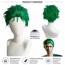 Men's 6-Inch Bright Green Spiky Short Wig - Made Of Heat-Resistant High-Temperature Fibers, Easy To Style, Includes A Specialized Wig Cap, Suitable For Cosplay Of Anime Characters Such As Halloween, And Themed Parties. - Green - View 3
