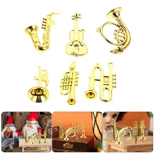 5/10/20 cái mô hình nhạc cụ mini mạ vàng trang trí, đạo cụ chụp ảnh, đồ thủ công nhỏ cho bàn làm việc, bàn học, phụ kiện trang trí cây thông Noel DIY - A - Xem 7