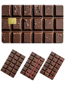 1pc Chocolate Pattern Credit Card Sticker Protector, Funny Prank Party Birthday Gift PVC Material Anti-Fingerprint Anti-Scratch Wear-Resistant Skin, Suitable For Men, Women, Couples, Small Chip Card, Bank Card, Credit Card, Transportation Card, Student Campus Card DIY - Type a - View 2
