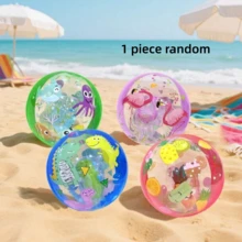 1pc Creative Ball-In-Ball Inflatable Ball, Cute Octopus/Flamingo/Dinosaur Cartoon Pattern Inflatable Beach Ball, Random Size, Best Choice For Entertainment, Pool Party, Beach Party - Multicolor - View 12