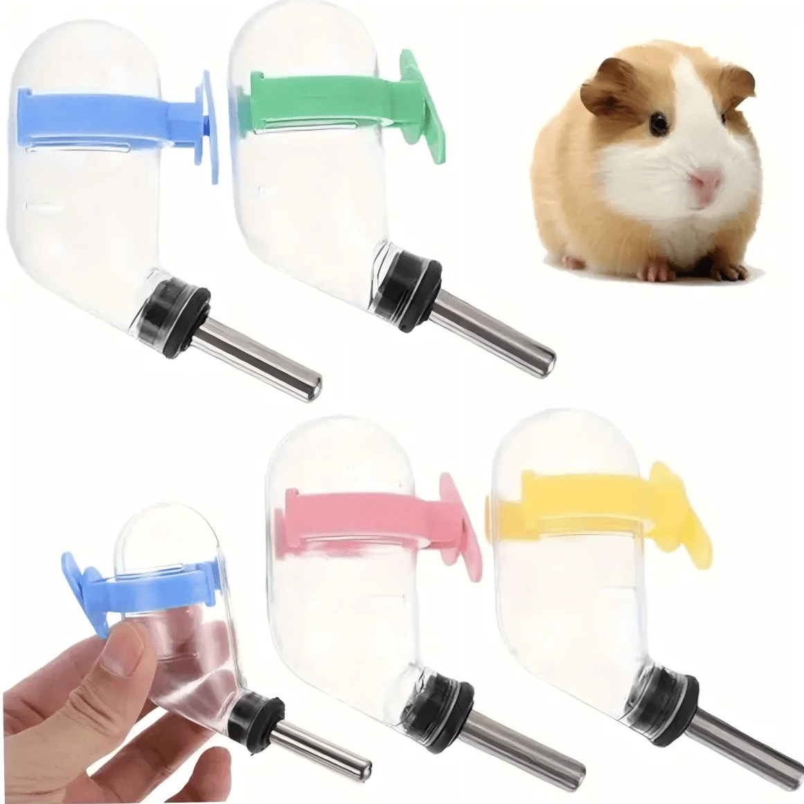 1pc Hamster Automatic Water Dispenser Large Belly 60/500ml Ball Spring Rabbit Automatic Water Feeder Small Pet Hanging Leak-Proof Water Bottle Random Color - A - View 1
