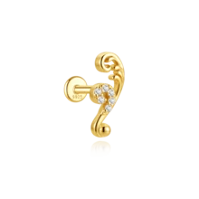925 Sterling Silver Gothic Floral Flat Back Piercing Stud Earrings, Cartilage Conch Ear Jewelry, Women's Floral Hidden Conch Piercing Earrings, Unique Punk Style Jewelry - Gold - View 14