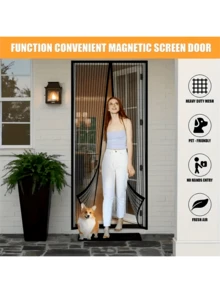 1pc Black Self-Sealing Magnetic Screen Door With Magnetic Mesh Screen, Keeps Insects Out, Easy To Install, Suitable For Summer Use - Multicolor - View 5