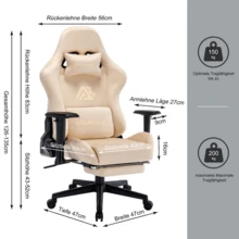 Office Chair, Gaming Chair, Breathable Office Chair Made Of High-Quality Fabric, Soft Fur, Ergonomic Computer Chair, Adjustable And Swivel Office Chair With Footrest - Màu be - Xem 4