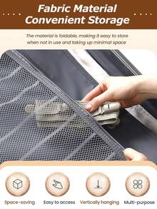 1pc Door Hanging Hat Rack - 8 Rotating Clip-On Hat Storage Bags, Foldable Hanging Storage Can Hold 8 Hats, Space-Saving, Suitable For Baseball Caps, Beanies, Swim Caps, Suitable For Wardrobe, Bedroom, Door (Grey And Black) - Multicolor - View 7