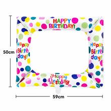 1/2/4pcs Colorful Photo Frame Props, Aluminum Foil Balloon Decoration Colorful Photo Frame Theme Birthday Wedding Party Photo, Happy Birthday Holiday Celebration, Size 59*50cm - Birthday Photo Frame - View 5