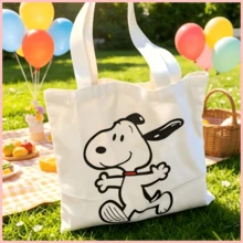 SNOOPY 1個可愛史努比帆布托特包，大容量休閒單肩包，適合上學、工作和送禮 - 彩色 - 查看 5