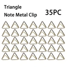 35 piezas de clips de metal hueco con forma de triángulo, corazón, círculo y cuadrado para tarjetas de visita y notas - 35 piezas de triángulos plateados - Ver 6