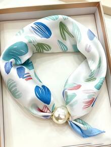 1pc Printed Heart Patchwork Pattern Small Ear Scarf - Multicolor - View 4