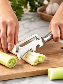 1pc Stainless Steel Peeler, Dual-Use Slicer & Julienne Cutter With Bottle Opener. Sharp, Sturdy And Ergonomic. Perfect For Home Use, Outdoor Cooking, Camping, RV, Picnic, Hiking And Road Trips. Ideal Kitchen Accessory And Thoughtful Fathers Day Gift. - Multicolor - View 3