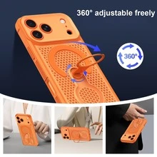 (Order And Follow Store To Get Free Lanyard) Hollow Heat Dissipation | 360° Rotating Ring Holder | Magnetic Shockproof Phone Case + Hand Strap Phone Case/Compatible With Apple 17PROMAX/16promax/15promax/14promax/13promax/12promax/11promax/Compatible With Samsung S26/25243u Phone Case Compatible With Huawei - Black - View 5