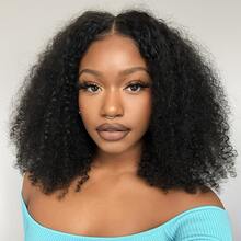 Summer Curl Jerry Curly Human Hair For Women Glueless 3 In 1 Flip Over Half Wig 180 Density Seamless Cap Design Adjustable Straps Easy Install For Daily Wear Beginner Friendly Natural Black For Women - Natural Black - 查看 4