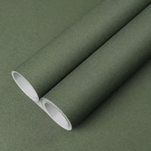 1 捲綠色自黏式壁紙，居家裝飾貼紙，臥室家具翻新 DIY 牆貼，易撕除，PVC 防水防油壁紙，適用於居家裝飾、房間佈置 - 綠色 - 查看 9