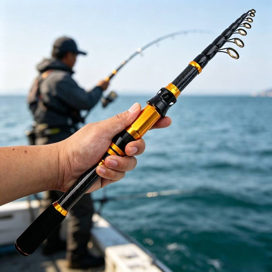 SEACHASER New Short Section Carbon Fiber Telescopic Multi-Function Sea Fishing Rod, Portable Ultra-Short Ultra-Light Fishing Rod, 1.8m 2.1m 2.4m 2.7m 3.0m Multiple Models Available, 50cm Collapsed Length Convenient For Travel, Suitable For European Carp Casting And Freshwater/Sea Fishing