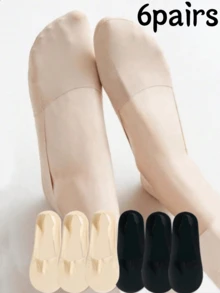 6雙女款夏季矽膠防滑隱形超薄冰絲船襪，日系JK透氣休閒彈性襪 - 彩色 - 查看 4