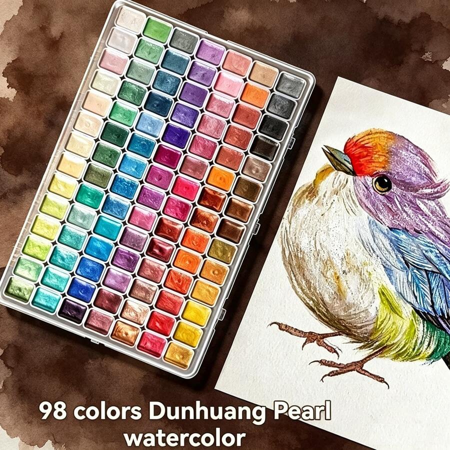 98/72/60 Colors Solid Watercolor Paints 1ml Glitter Series, Long-Lasting Colors, Suitable For Watercolor Painting And Art Creation