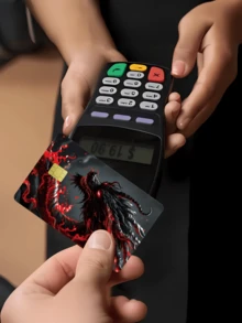 1pc Dark Dragon Credit Card Sticker, Privacy Protection Card Sticker, Bloody Black Dragon Party Birthday Gift, PVC Material Anti-Fingerprint Anti-Scratch Durable Skin, Suitable For Men And Women, Couples, Small Chip Card, Debit/Credit Card, Transportation Card, Student ID Card DIY - Type a - View 5