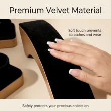 天鵝絨珠寶展示架套組，多功能組合收納架，含項鍊架、耳環架、戒指與手鍊展示盤，奢華黑金配色，適合零售、攝影與居家收納 - Portrait Display Stand - 查看 7