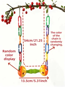 1pc Colorful Hanging Bird Toy With Plastic Rings And Bells, Suitable For Cockatiel, Cockatoo, Eclectus, Parrotlet And Other Small Parrots, Can Be Used As Bird Cage Accessory - View 2