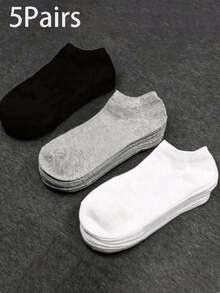 15/10/5/3/1 Pairs Men's Simple Solid Color Low-Cut Moisture-Wicking Breathable Invisible Socks Suitable For All Seasons - Multicolor - View 14