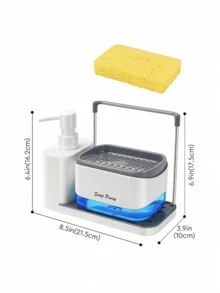 1 Buah Dispenser Sabun Cuci Piring dengan Tempat Spons, Organizer Wastafel Dapur, Dispenser Sabun Pompa Ganda dengan Baki Tetes dan Batang Kain Lap, Spons Termasuk, Untuk Penyimpanan di Atas Wastafel - MultiWarna - View 11