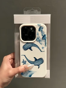 1個白色鯨魚、水母、魟魚軟TPU防震時尚手機殼，適用於Apple 17, 16, 15, 14, 13, 12, 11 Pro Max, Air及系列 - 彩色 - 查看 3