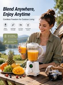 Portable Blender/Smoothie Maker, USB Rechargeable Countertop Juicer, Can Blend 15 Times Per Charge, Suitable For Outdoor Travel, Camping, And Kitchen Use. - Multicolor - View 6