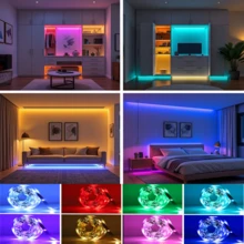 1-15M RGB LED 燈條燈，3*AA 電池供電，24 鍵遙控器，安裝簡單，適用於書桌、櫥櫃、萬聖節、聖誕節 & 生日派對裝飾 - Battery Box - 24 Key 3535 RGB - 查看 4