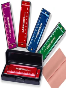 10-Hole Blues Harmonica, Portable Pocket-Sized Wind Instrument Set, Multiple Colors, Suitable For Adult Beginners And Music Enthusiasts, Ideal For Daily Practice And Performance - Multicolor - View 2