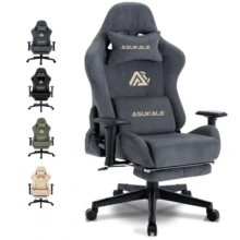 Office Chair, Gaming Chair, Breathable Office Chair Made Of High-Quality Fabric, Soft Fur, Ergonomic Computer Chair, Adjustable And Swivel Office Chair With Footrest - Xám - Xem 1