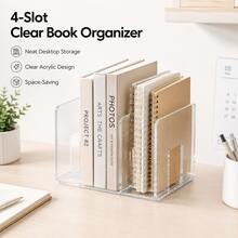 4-Slot Acrylic Book Ends Storage Rack - Portable, Fashionable Pink Desktop Organizer For Holding Books And Cartoon Stickers, Extra Thick And Durable - Ideal For Students - Sets - View 6