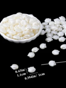 200/100顆珍珠貝殼珠子，適合珠寶製作，可愛白色美學穿孔珠，大宗美人魚配件，女性DIY髮夾、手鍊、樹脂手鍊、手鍊手工飾品吊墜 - 貝殼 - 查看 3