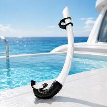 Single-Piece Wet Snorkel, Curved Vent Snorkel Tube With Comfortable Mouthpiece & Anti-Slip Clip, PVC Freediving Snorkel, 6 Colors, Mask Compatible, For Swimming Training, Beach & Underwater Use - Multicolor - View 16