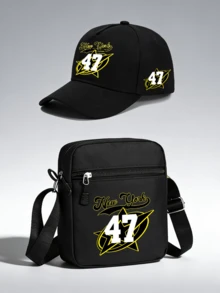 1 pièce/2 pièces Casquette de baseball à visière courbée et sac bandoulière unisexes avec design graphique imprimé personnalisé "New York 47", mode de rue, sports de plein air, ajustable, cadeau pour vous-même ou vos amis - Multicolore - Voir 1