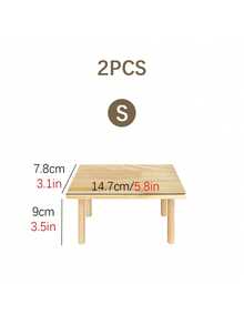 1/2pcs 2-Tier Climbing Platform Landscape Decor Hamster Hideout Quail Digging House Solid Wood Desktop Pet Toy Natural Wood Color Suitable For Hamster, Gerbil, Mouse, Rat Animal Cage Accessory Wooden Platform Playground - A - View 17